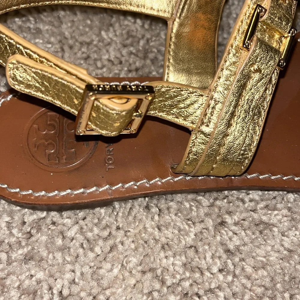 Tory Burch Gold Flat Sandals - Picture 5 of 6